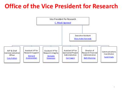 Office of the Vice President for Research Vice President for Research C. Mauli Agrawal Executive Assistant Mary Helen Kennedy