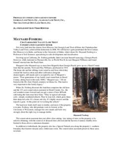 PROFILES OF CONSERVATION EASEMENT DONORS GEORGIA LAND TRUST, INC., ALABAMA LAND TRUST, INC., THE CHATTOWAH OPEN LAND TRUST, INC. ALL PROFILES WRITTEN BY FRANK MCINTOSH  MAYNARD FOSBERG