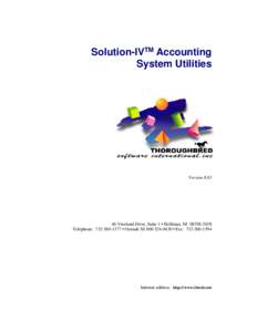 Solution-IVTM Accounting System Utilities VersionVreeland Drive, Suite 1 • Skillman, NJ