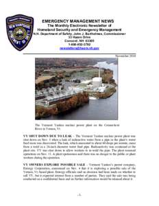 EMERGENCY MANAGEMENT NEWS The Monthly Electronic Newsletter of Homeland Security and Emergency Management N.H. Department of Safety, John J. Barthelmes, Commissioner 33 Hazen Drive Concord, NH 03305