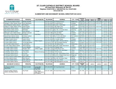 ST. CLAIR CATHOLIC DISTRICT SCHOOL BOARD 420 Creek Street, Wallaceburg, ON N8A 4C4 Telephone: [removed]or[removed]; Fax: [removed]