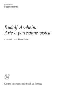 Aesthetica Preprint  Supplementa Rudolf Arnheim Arte e percezione visiva