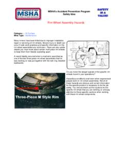 Mine Safety and Health Administration (MSHA) - MSHA’s Accident Prevention Program – Safety Idea - Rim Wheel Assembly Hazards