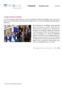 Presseartikel  Lehrbetrieb des Vereins Zuger Berufsbildungs-Verbund Newsletter tfz, 2/2014