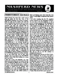 NHahperd news Newsletter of the New Hampshire Association for Health, Physical Education, Recreation & Dance spring Edition	 may 2007