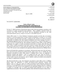 STATE OF CALIFORNIA JOHAN KLEHS First District, Hayward STATE BOARD OF EQUALIZATION POLICY PLANNING AND STANDARDS DIVISION