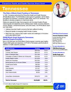 P reventive H ealth and H ealth S ervices Block Grant  Tennessee The Role of Block Grant Funding in Tennessee In 1981, Congress authorized the Preventive Health and Health Services (PHHS) Block Grant. The PHHS Block Gran