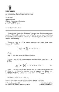 NOltl~  - ItOIJ.,AND An Interesting Matrix Exponent Formula Zvi Wiener*