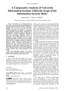 TEM Journal–191  A Comparative Analysis of University Information Systems within the Scope of the Information Security Risks Rustu Yilmaz 1, Yildiray YALMAN 1