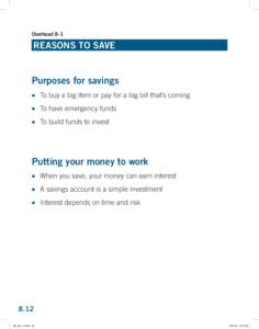 Overhead 8-1  REASONS TO SAVE Purposes for savings 