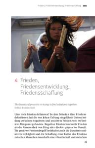   Frieden, Friedensentwicklung, Friedensschaffung  4	 Frieden, Friedensent­wicklung,