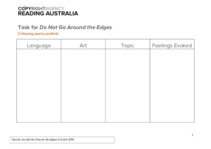 Task for Do Not Go Around the Edges Critiquing poetry scaffold Language  Art