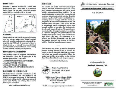 NH Natural Heritage Bureau  DIRECTIONS ICE GULCH