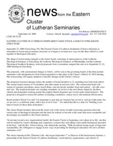 news  from the Eastern Cluster of Lutheran Seminaries