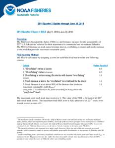 Sustainable Fisheries 2014 Quarter 2 Update through June 30, [removed]Quarter 2 Score = [removed]April 1, 2014 to June 30, 2014) Overview The Fish Stock Sustainability Index (FSSI) is a performance measure for the sustain