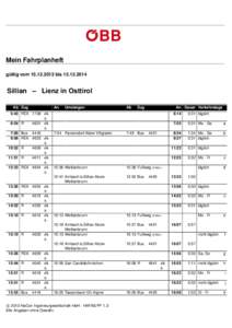 Mein Fahrplanheft gultig ¨ vom[removed]bis[removed]Sillian – Lienz in Osttirol