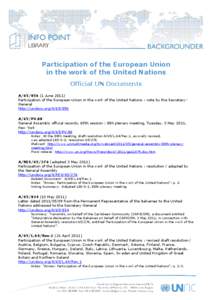 Participation of the European Union in the work of the United Nations