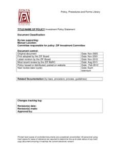 Microsoft Word - Investment Policy Statement (ZIF)_Nov 2013