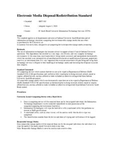 Electronic Media Disposal/Redistribution Standard • Standard - SBIT-102  • Status