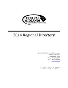 2014 Regional Directory  Central Midlands Council of Governments 236 Stoneridge Drive Columbia, SC[removed]Phone: ([removed]