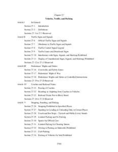 Chapter 27 Vehicles, Traffic, and Parking Article I In General
