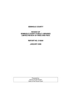 SEMINOLE COUNTY  REVIEW OF SEMINOLE COUNTY PUBLIC LIBRARIES LIMITED REVIEW OF FINES AND FEES