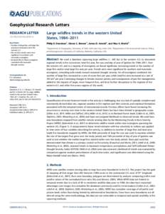 PUBLICATIONS Geophysical Research Letters RESEARCH LETTER2014GL059576 Key Points: • Number of large ﬁres and large ﬁre