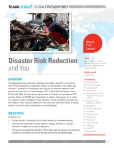 Management / Humanitarian aid / UNICEF / Development / Disaster risk reduction / Disaster / UNICEF UK / International Decade for Natural Disaster Reduction / Emergency management / Public safety / Disaster preparedness