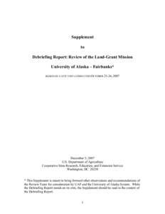 Microsoft Word - Alaska - Supplement to the Debriefing Report.doc