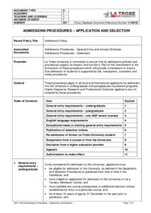 DOCUMENT TYPE ACADEMIC TEACHING AND LEARNING INCOMING STUDENT NUMBER