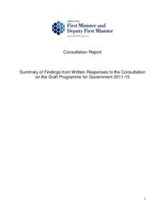 Consultation Report  Summary of Findings from Written Responses to the Consultation on the Draft Programme for Government