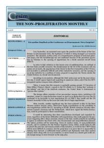 THE NON-PROLIFERATION MONTHLY Issue 60 TABLE OF CONTENTS MULTILATERAL....2