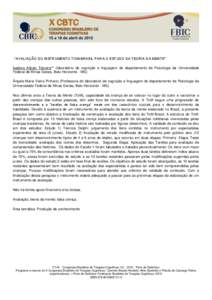 “AVALIAÇÃO DO INSTRUMENTO TOM-BRASIL PARA O ESTUDO DA TEORIA DA MENTE” Isadora Adjuto Teixeira** (laboratório de cognição e linguagem do departamento de Psicologia da Universidade Federal de Minas Gerais, Belo H