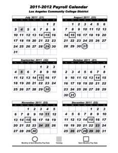 [removed]Payroll Calendar  Los Angeles Community College District July[removed]Sun