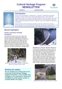 Cultural Heritage Program  NEWSLETTER Number 5  December 2005