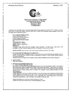 February 3,[removed]Governing Board Minutes Gila County Community College District Governing Board Special Meeting