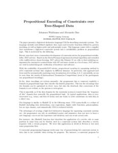 Propositional Encoding of Constraints over Tree-Shaped Data Johannes Waldmann and Alexander Bau HTWK Leipzig, Germany {waldmann,abau}@imn.htwk-leipzig.de