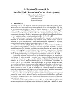 A Fibrational Framework for Possible-World Semantics of ALGOL-like Languages C. Hermida and R. D. Tennent School of Computing Queen’s University Kingston, Canada