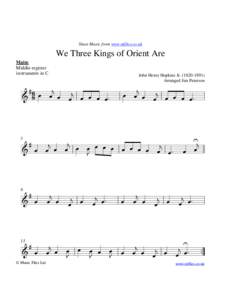 Sheet Music from www.mfiles.co.uk  We Three Kings of Orient Are Main: Middle-register instruments in C