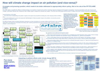 How will climate change impact on air pollution (and vice-versa)? A complex and pressing question, which needs to be better addressed to appropriately inform policy; this is the role of the FP7 ÉCLAIRE project. ÉCLAIRE