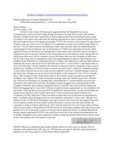 Southern Campaigns American Revolution Pension Statements & Rosters Pension Application of Samuel Mitchell R7283 VA Transcribed and annotated by C. Leon Harris. Revised 16 Aug[removed]State of Illinois } St. Clair County }