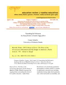 education review // reseñas educativas editors: david j. blacker / gustavo e. fischman / melissa cast-brede / gene v glass a multi-lingual journal of book reviews April 12, 2013  Volume 17 Number 3