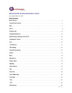BIBLIOGRAPHY OF RESEARCH PUBLICATIONS Last Updated March 14, 2014 Table of Contents