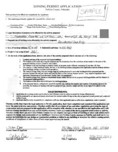 ZONING PERMIT APPLICATION— Perkins County, Nebraska This portion to be filled out completely by Applicant 1. The undersigned hereby applies for a permit for: (check one) .