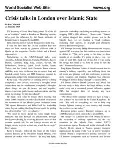 World Socialist Web Site  wsws.org Crisis talks in London over Islamic State By Paul Mitchell