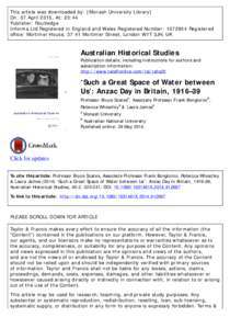 This article was downloaded by: [Monash University Library] On: 07 April 2015, At: 23:44 Publisher: Routledge Informa Ltd Registered in England and Wales Registered Number: Registered office: Mortimer House, 37-4