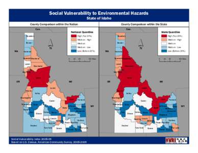 Social Vulnerability to Environmental Hazards State of Idaho County Comparison within the Nation Can.
