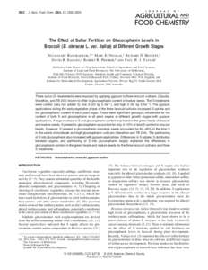 The effect of sulfur fertilizer on glucoraphanin levels in broccoli (B. oleracea L. var. italica) at different growth stages