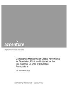 Compliance Monitoring of Global Advertising for Television, Print, and Internet for the International Council of Beverage Associations 10th November 2009
