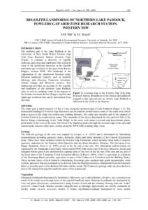 REGOLITH-LANDFORMS AND BIOGEOCHEMISTRY OF NORTHERN LAKE PADDOCK, FOWLERS GAP ARID ZONE RESEARCH STATION, WESTERN NSW